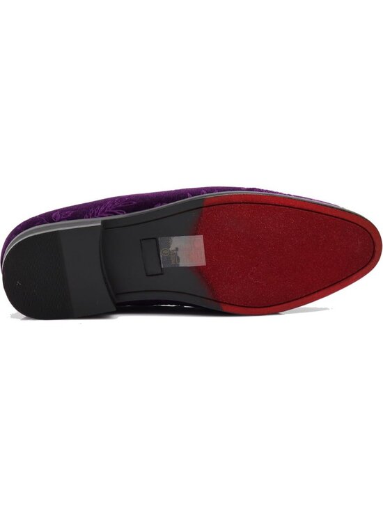 Enzo Romeo Men\'s Purple69 Vintage Velvet Flower Loafer Slip On Tuxedo Shoes main image 5